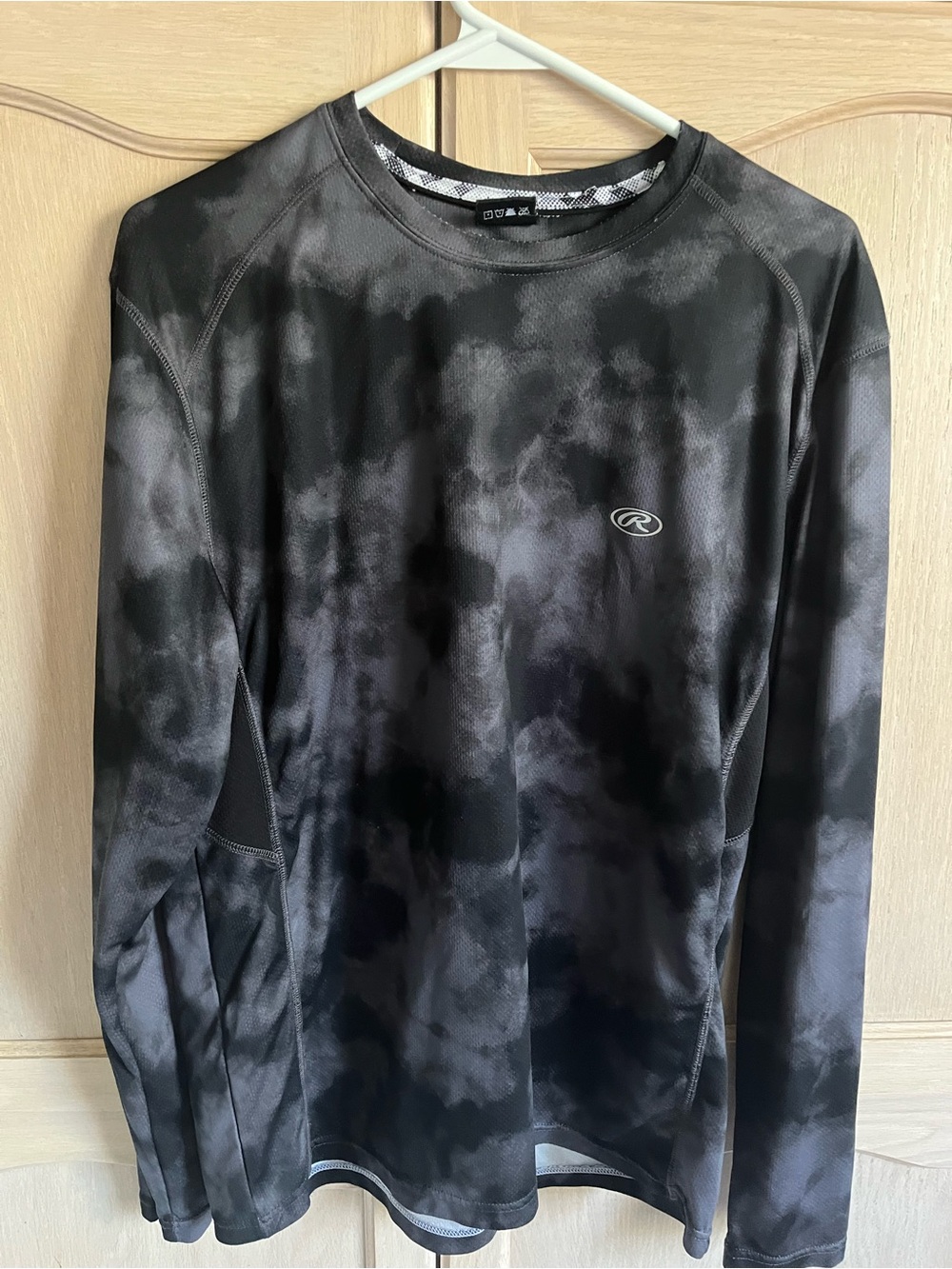 Rawlings Black & Grey Tie-Dye Performance Long Sleeve Top